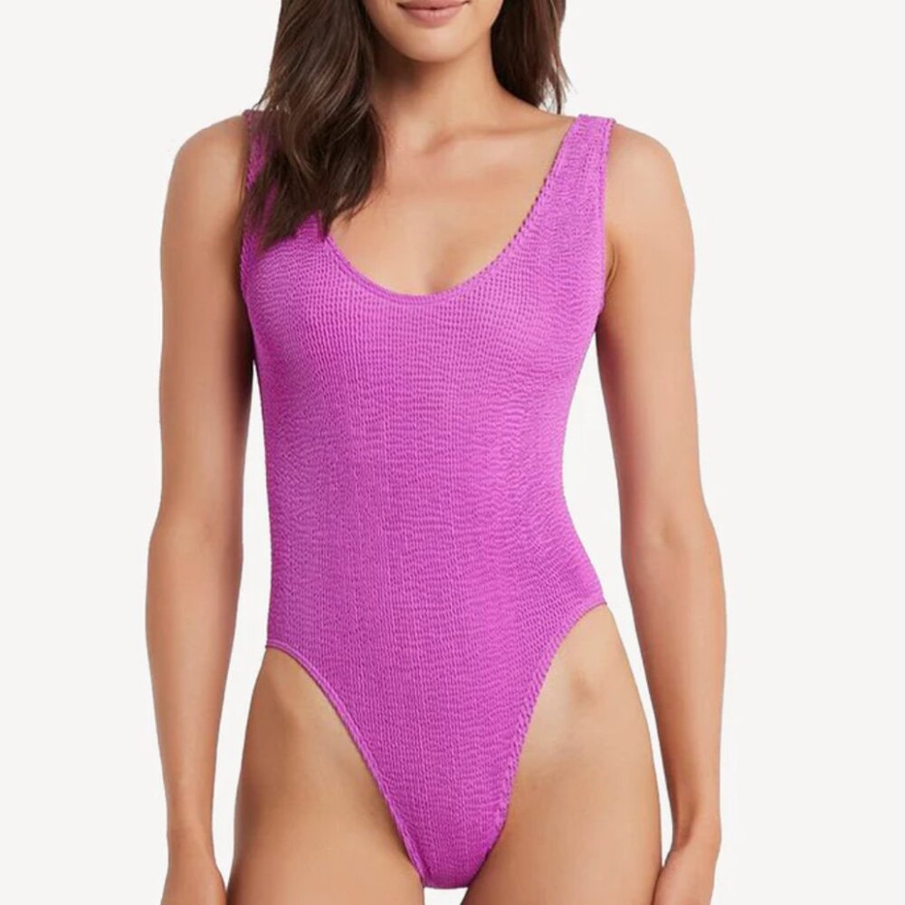 Simons Stretch embossed Pink Purple Scoop Back One-Piece LG/XL